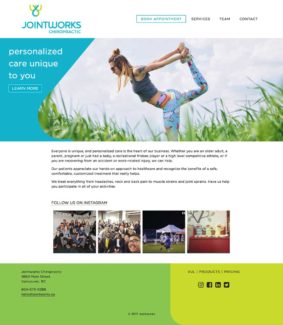 Jointworks Chiropractic Main Street Vancouver, screenshot of homepage